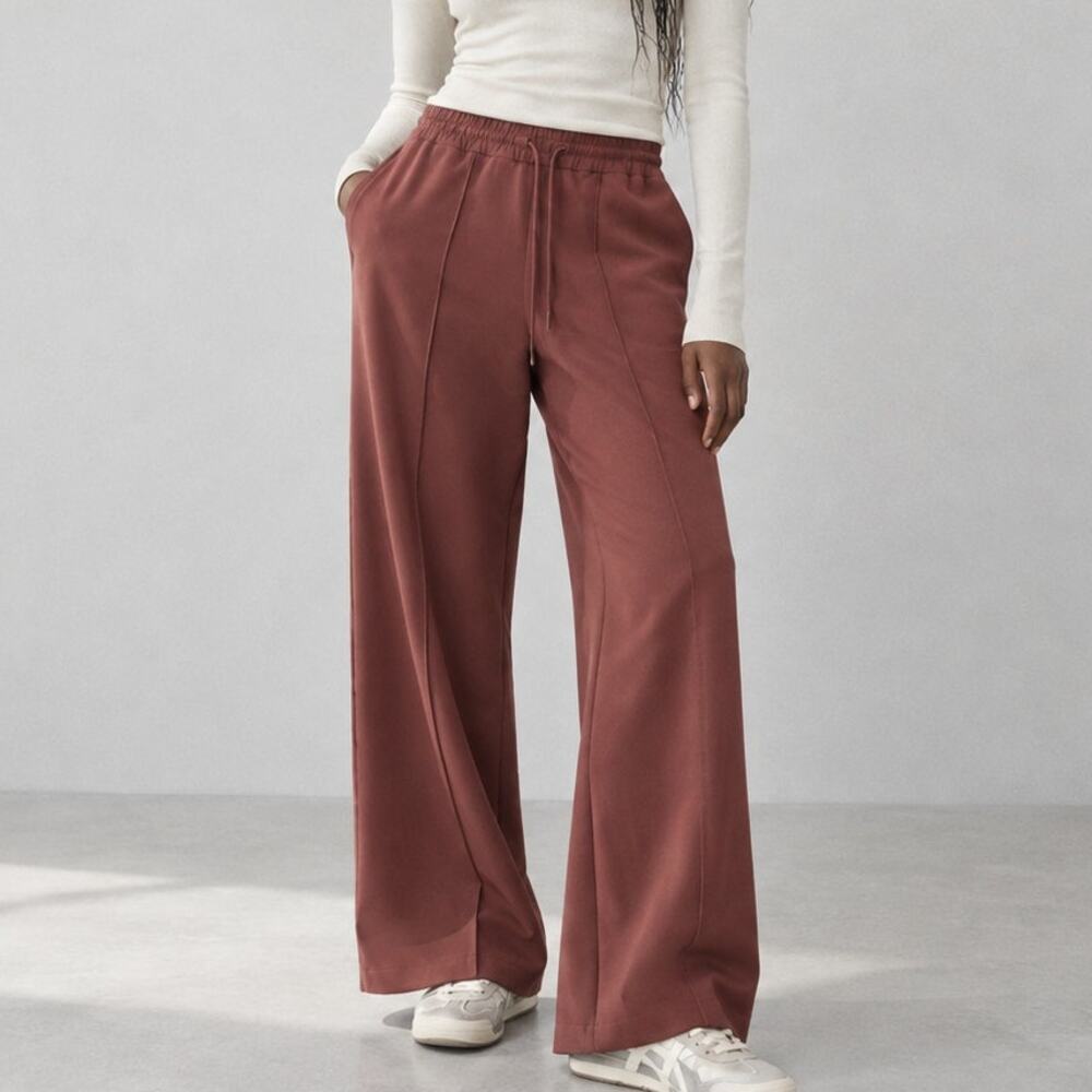 Athleta Endeavor Relaxed Pants Womens S Burgundy High-rise Wide Leg NWT
